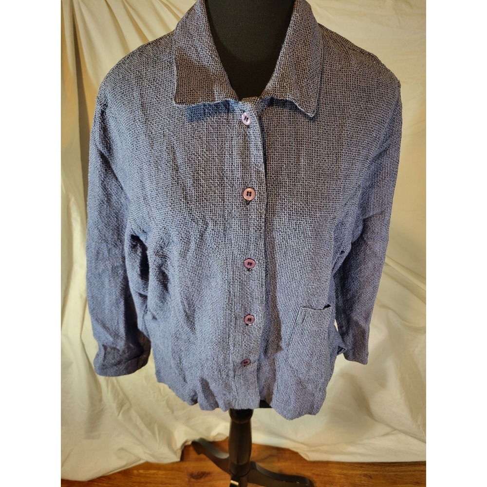 Toofan Size M 100% Cotton Button Up Blue‎ Shirt Textured
